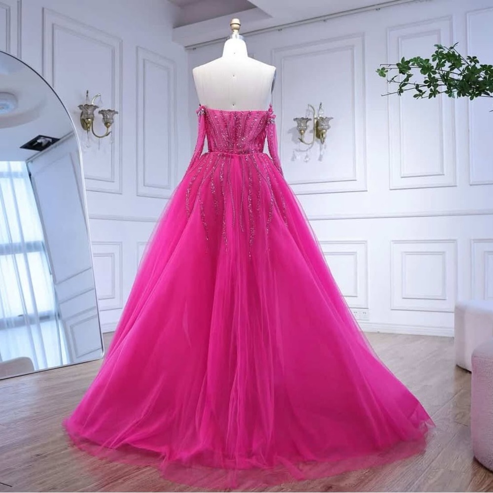 Stunning Fuchsia Off-Shoulder Prom Dress